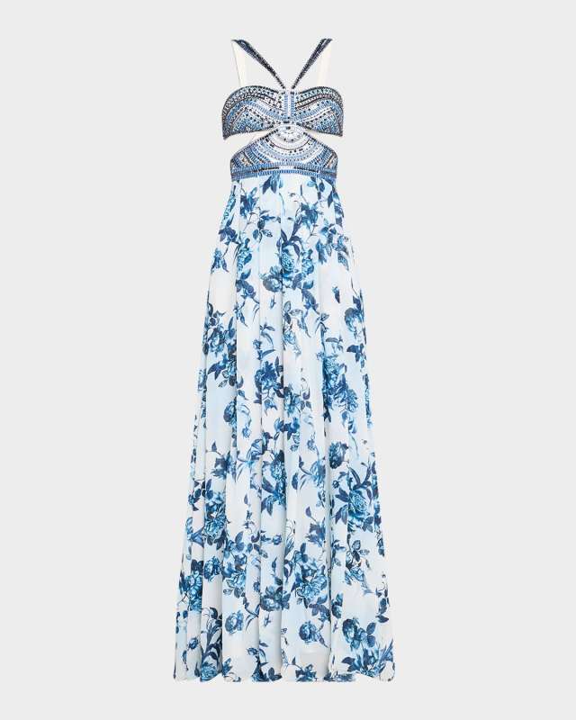 Painterly Floral Annistyn Embellished Gown
